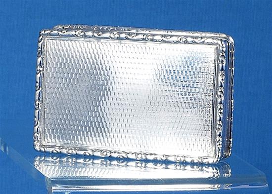 A William IV engine turned silver snuff box, by Edward Smith, Length 80mm Weight: 4.3oz/135grms